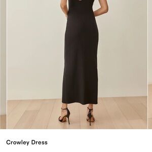 Reformation Black Ribbed Maxi Crowley Dress